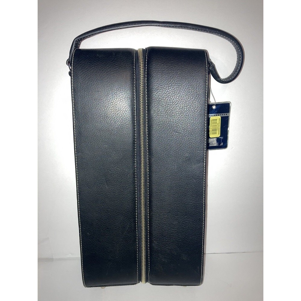 Fossil Executive Collection Leather Bag Black Wine Carrier Case Holds 2 Bottles